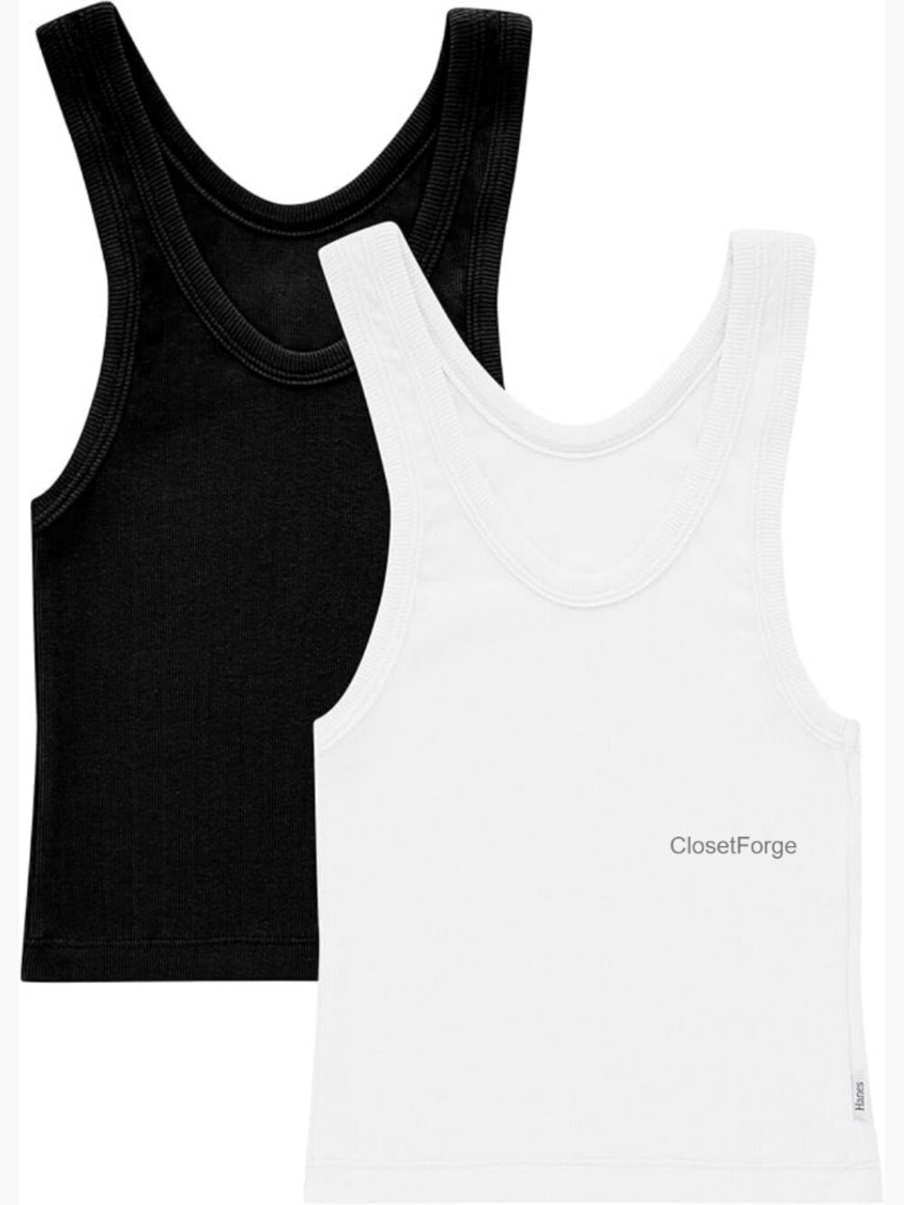 Ribbed Crop Tank Top 2-Pack, Comfywear Stretch Cotton Cropped Sleeveless Top